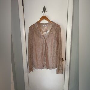 New York & Company Lace V-Neck Top